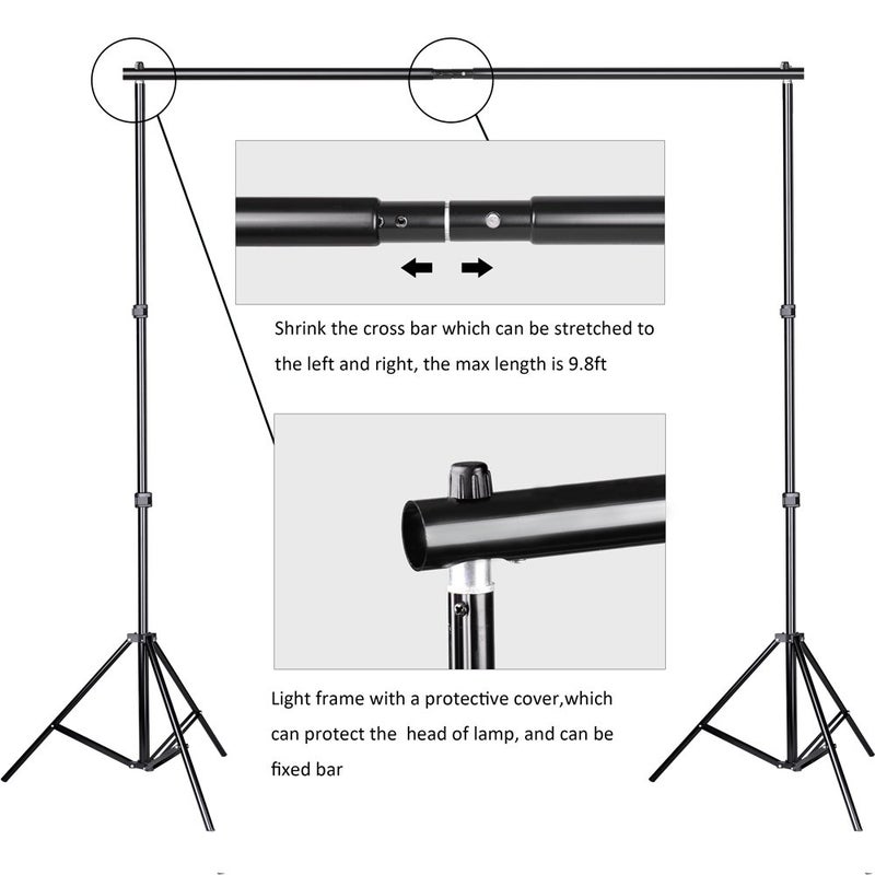 SLOW DOLPHIN Photo Video Studio 10x7ft(WxH) Adjustable Backdrop Support System Kit Background Stand with Carry Bag - Image 4